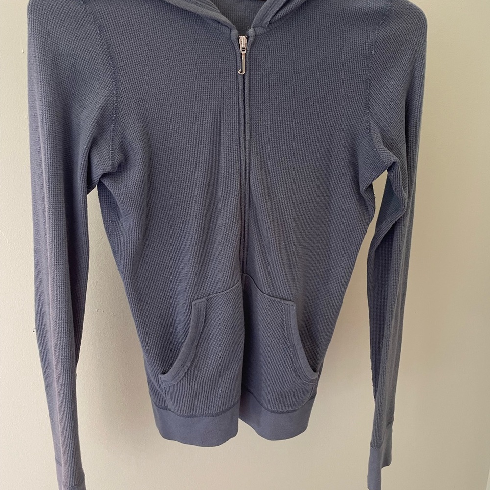 Juicy Couture Thermal Hoodie Classic Blue Zip-Up Sweatshirt Y2K Vintage Medium